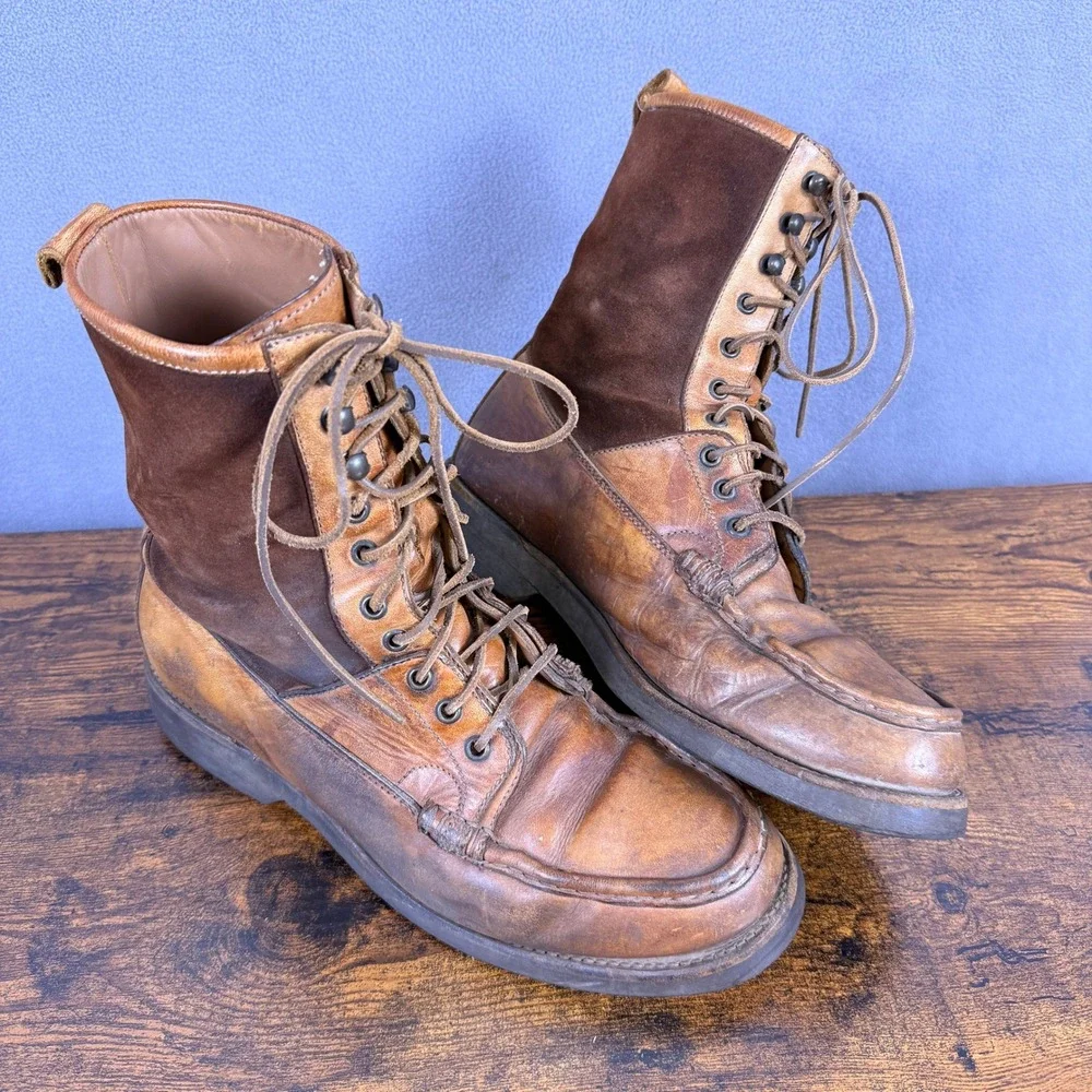 Vintage Ralph Lauren Made in Italy Leather Men's Boots Hunting Ranger Size 12?